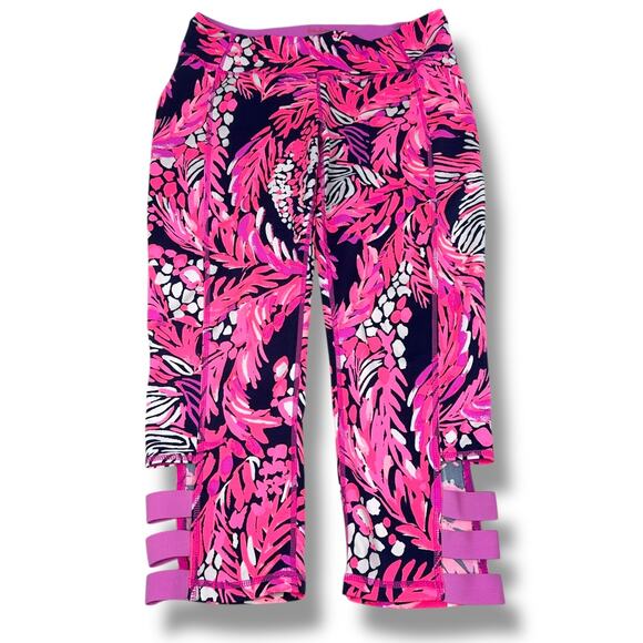 Lilly Pulitzer Luxletic Weekender Cropped Leggings Women’s Medium Jungle Pink - Picture 1 of 9